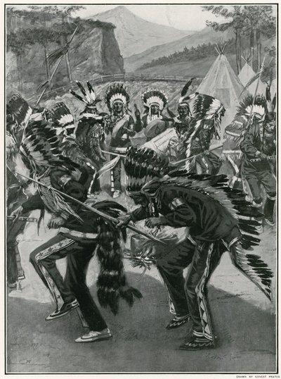 Een schilderachtige dans van Rode Indianen door Ernest Prater
