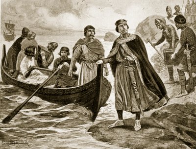Ethelred de Onvoorbereide vertrekt naar Normandië, 1013, illustratie uit 