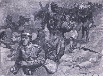 Vlucht van de Grieken bij Larissa, illustratie uit Cassells Geschiedenis van Engeland, 1900s door Ernest Prater