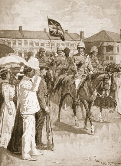 De leider van de Geallieerden, illustratie uit Battles of the Nineteenth Century: Vol. VII, De Chinese Oorlog van 1900-1901 door Archibald Forbes, G.A. Henty en Majoor Arthur Griffiths door Ernest Prater