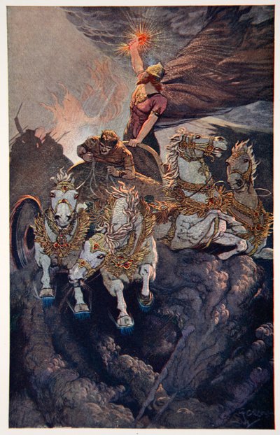 Merodach vertrekt om Tiamat aan te vallen, 1915 door Ernest Wellcousins