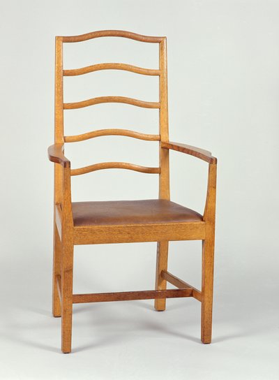 Armstoel, ontworpen in 1903, gemaakt in de werkplaats van Peter Waals, 1923 door Ernest William Gimson
