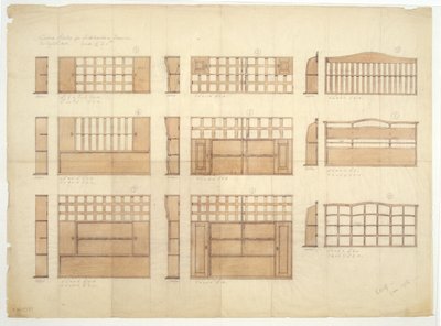 Ontwerpen voor Porseleinkasten, Dressoirs en Buffetten in Engels Eiken, 1906 door Ernest William Gimson