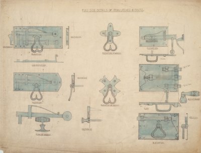 Ontwerpen voor IJzeren Sloten en Grendels, c.1905-15 door Ernest William Gimson