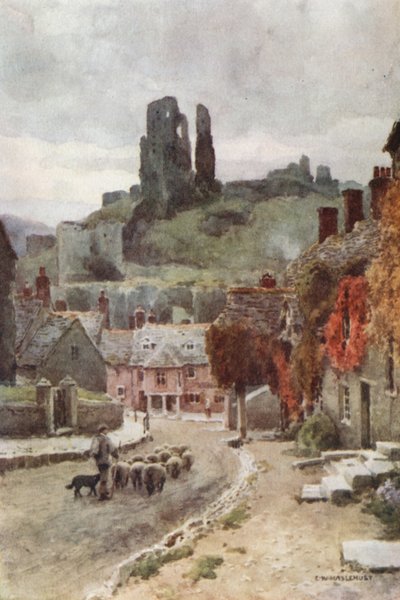 Corfe Kasteel door Ernest William Haslehust