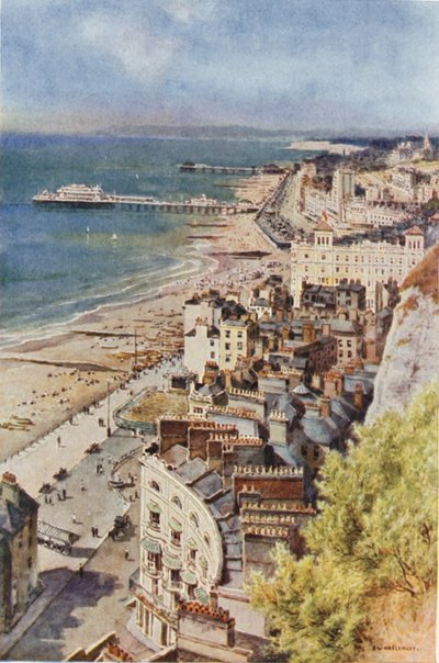 Hastings en St. Leonards vanaf het Kasteel door Ernest William Haslehust