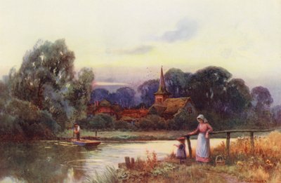 Rivier de Theems: Moulsford Ferry (kleur litho) door Ernest William Haslehust