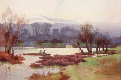 Rivier de Theems: Sutton Courtney Weirs door Ernest William Haslehust