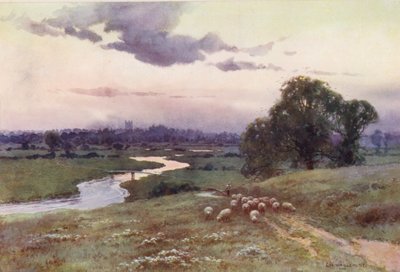 Rivier de Theems: Uitzicht vanaf Eisey Hill door Ernest William Haslehust