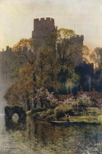 Warwick Castle vanaf de Rivier door Ernest William Haslehust