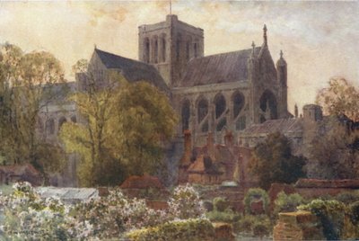 Winchester Kathedraal vanaf de Deanery Tuinen door Ernest William Haslehust