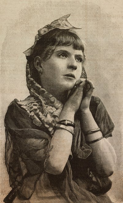 Meisje, gravure door Ernesto Mancastroppa naar foto van L Guidi, uit L