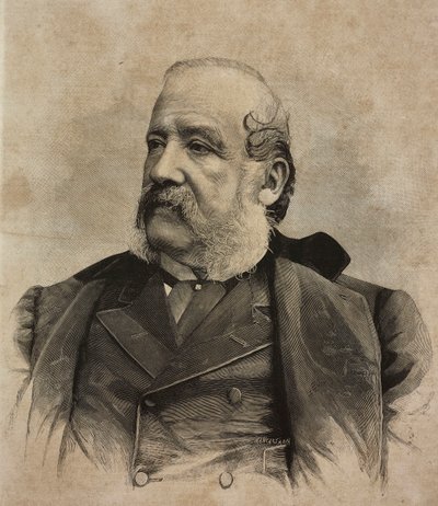 Portret van Gerolamo Induno, gravure door Ernesto Mancastropa van foto door Guigoni en Bossi, uit L
