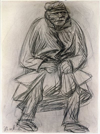 Figuur van een bedelaar. Tekening door Ernst Barlach (1870-1938) New York Museum of Modern Art door Ernst Barlach