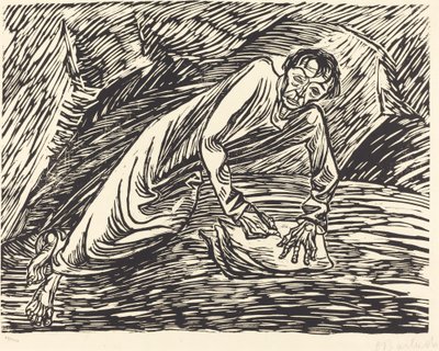 De Schrijvende Profeet (detail) door Ernst Barlach