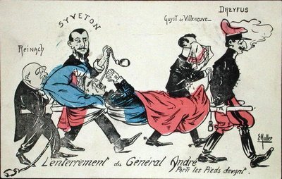 Begrafenis van generaal Andre, uitgevoerd door Joseph Reinach (1856-1921), Gabriel Syveton (1864-1904), Guyot de Villeneuve en Alfred Dreyfus (1855-1935) 1913 door Ernst Emmanuel Muller