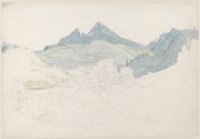 Berchtesgaden met de Watzmann-piek in de verte door Ernst Fries