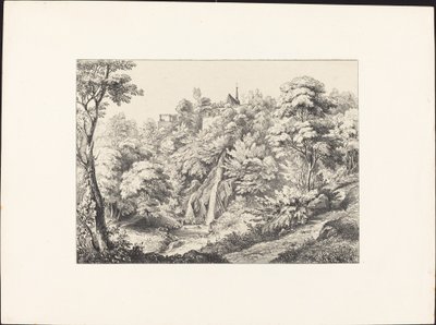 Achteraanzicht van het Klooster met Waterval door Ernst Fries