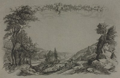 Zes uitzichten van het kasteel van Heidelberg: Omslag, jachtscène door Ernst Fries