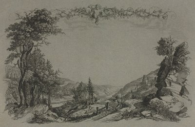 Zes uitzichten van het kasteel van Heidelberg: Omslag, jachtscène, 1820 door Ernst Fries