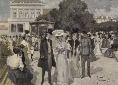 Voor het muziekpaviljoen in Franzensbad door Ernst Heilemann