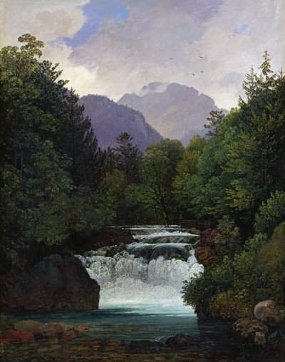 Bergdal met waterval door Ernst Kaiser