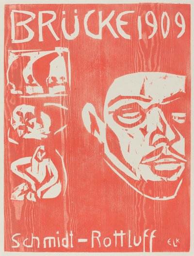 Omslag van het vierde jaarboek van de kunstenaarsgroep de Brucke door Ernst Ludwig Kirchner