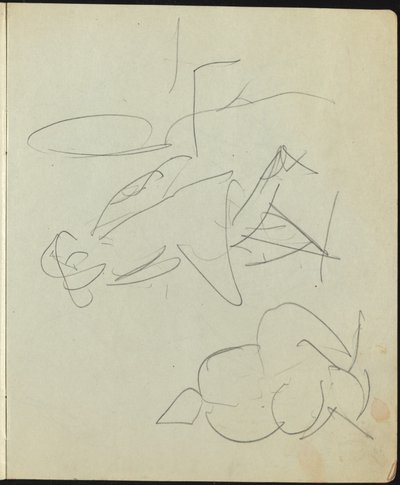 Dansers en Uitvoerders Pagina uit een Schetsboek, ca. 1911 door Ernst Ludwig Kirchner