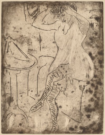 Dodo haar haar schikkend, 1909 door Ernst Ludwig Kirchner