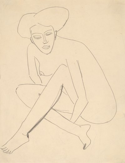 Dodo Zittend, 1910 door Ernst Ludwig Kirchner