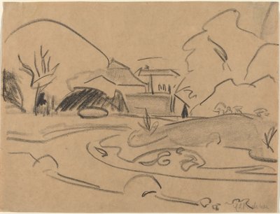 Voetpaden en Paviljoen in de Dresden Grosser Garten, c. 1909. door Ernst Ludwig Kirchner