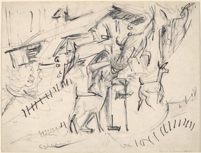 Geitenhoeder met geiten door Ernst Ludwig Kirchner