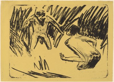 Mannen spetteren in het riet door Ernst Ludwig Kirchner