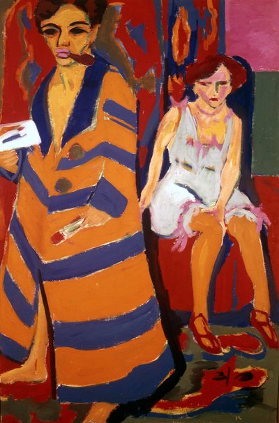 Zelfportret met een model door Ernst Ludwig Kirchner