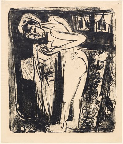 Staande naakt in een kamer, 1921 door Ernst Ludwig Kirchner