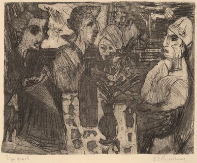 Vrouwen aan een Tafel in een Kamer door Ernst Ludwig Kirchner
