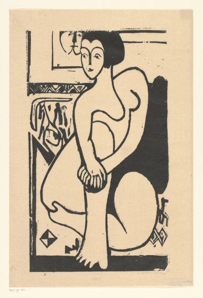 Zittend naakt door Ernst Ludwig Kirchner (signed by artist)