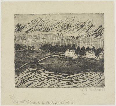 Akkerland en huizen in het Ertsgebergte door Ernst Ludwig Kirchner