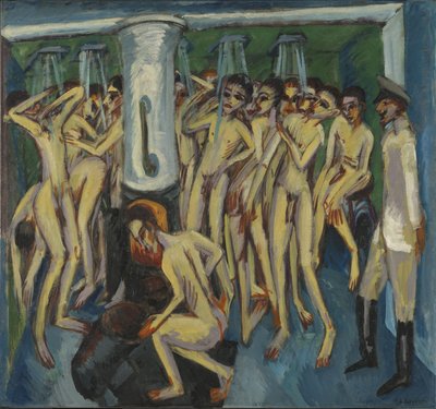 Artilleristen in de douche door Ernst Ludwig Kirchner