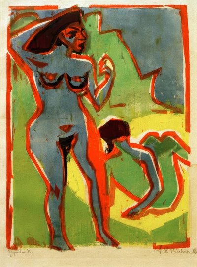 Baden vrouwen (Moritzburg) door Ernst Ludwig Kirchner