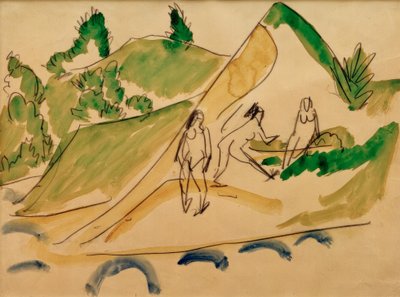 Baden bij het Moritzburger meer door Ernst Ludwig Kirchner