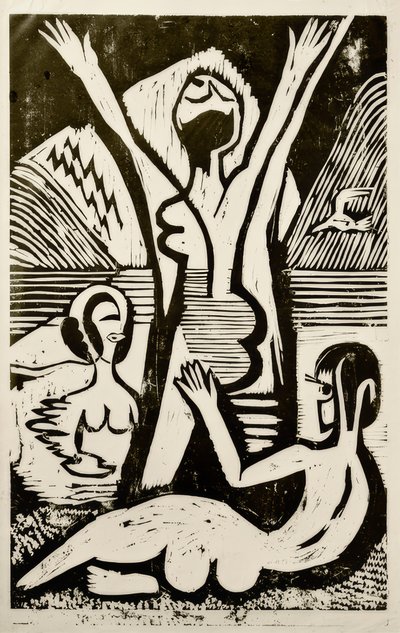 Baden in het meer door Ernst Ludwig Kirchner