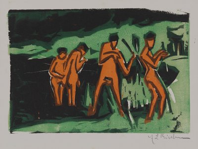 Badeners die riet gooien door Ernst Ludwig Kirchner