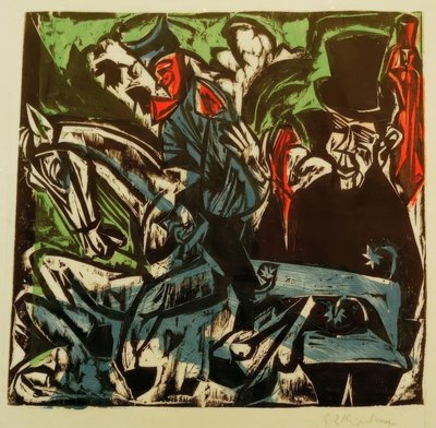 Ontmoeting van Schlemihl met de grijze man op straat door Ernst Ludwig Kirchner