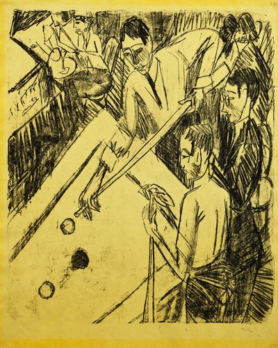 Biljartspeler, 1915 door Ernst Ludwig Kirchner