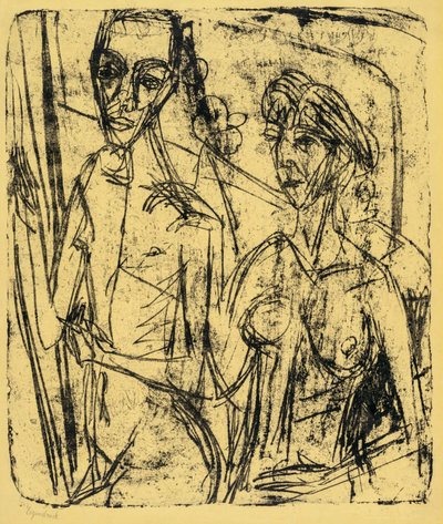 Koppel in Kamer, Naakte Man met Vrouw door Ernst Ludwig Kirchner