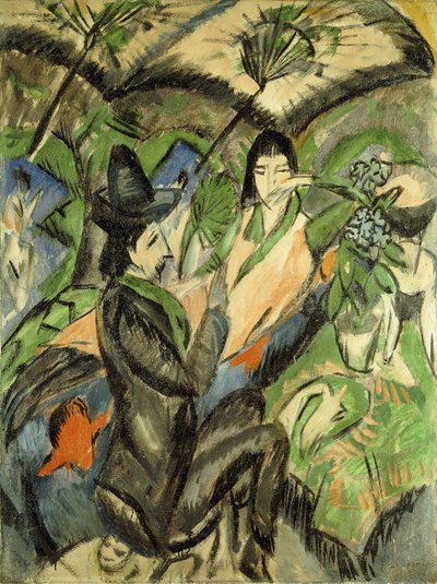 Koppel onder Japanse parasols, 1902 door Ernst Ludwig Kirchner