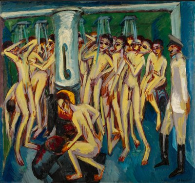 Das Soldatenbad Artilleristen, 1915 door Ernst Ludwig Kirchner