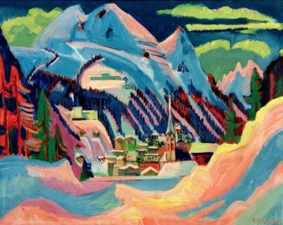 Davos in de winter door Ernst Ludwig Kirchner