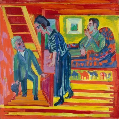 Het bezoek - Paar en nieuweling door Ernst Ludwig Kirchner
